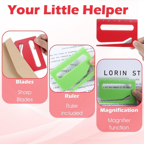 6 PCS Mail Opener Tool Envelope Opener Slitter Wrapping Paper Cutter Envelope Cutter Openers with Concealed Blade Package Openers Tool with Scale for Women Men Worker Students Home Office Postal