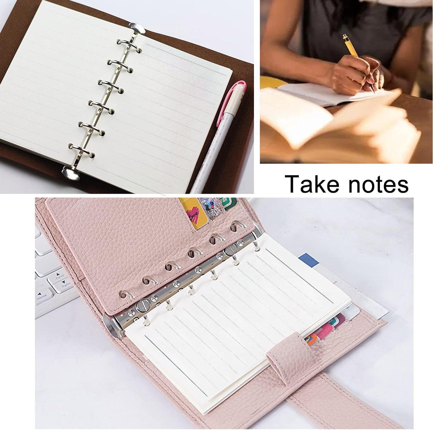 (Set of 270 Sheets) A7 Lined Paper with Label Sticker, Mini Binder Refills, 6-Hole Loose Leaf Paper for A7 Budget Planner Journals Notebook