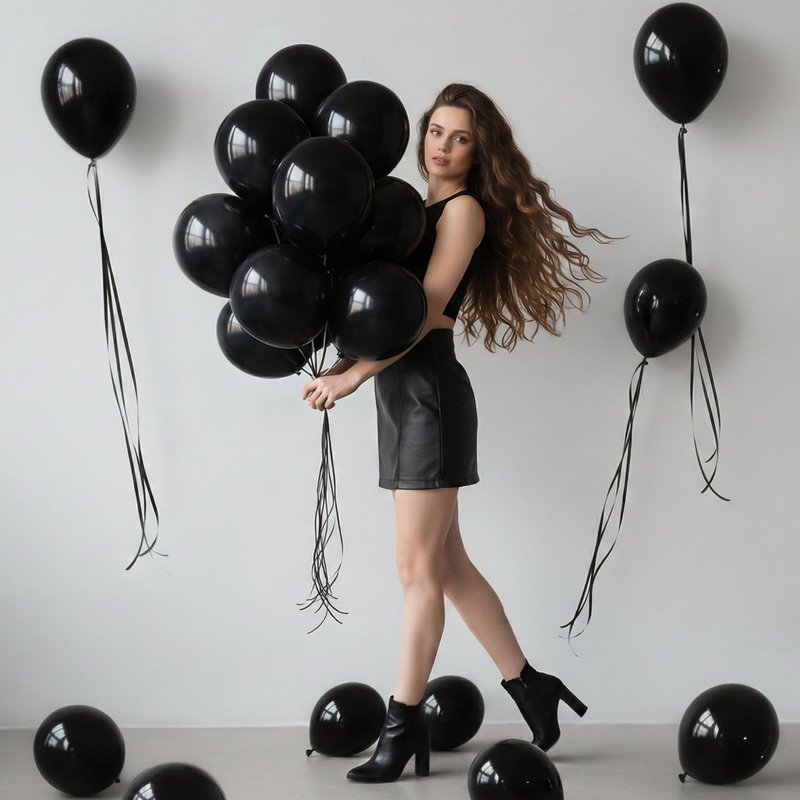 Golden Party Black Balloons, 50 PCS 12 inch Latex Party Balloons