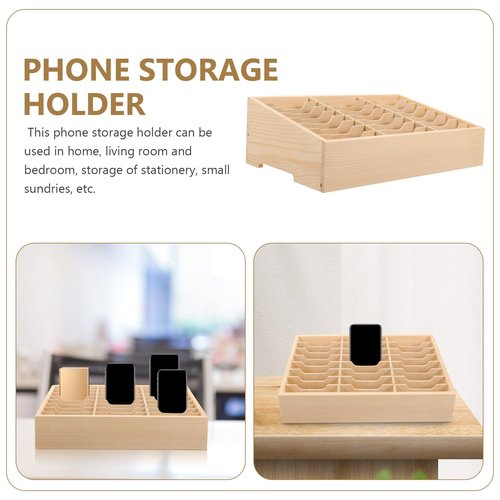 Toddmomy Multi-Use Wooden Desktop Storage Box with Grids for Cell Phone Management and Organization - Ideal for Office, Classroom, and Home Use