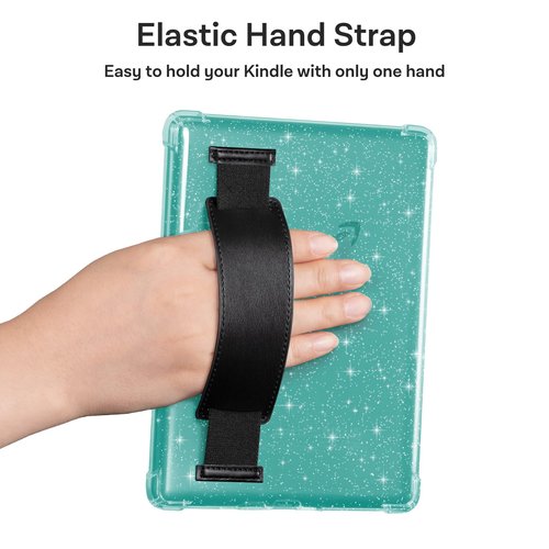 iDLEHANDS Clear Glitter Case for 7" Tablet Case - Ultra Slim Soft TPU Transparent Cover & Lightweight with Hand-Strap, Black