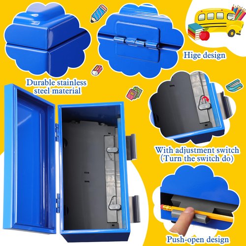 Mifoci 8 Pcs Pencil Dispenser Kit for Classroom Stainless Steel Straw Dispenser for Pencils Metal Pen Holder Letter Sticker Bulk Teachers Classroom Supplies Storage(Blue)