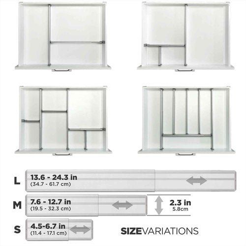 Practical Comfort Custom Drawer Organizer 9 Adjustable Aluminum Dividers, Gray – For Kitchen, Bathroom, Office, and More
