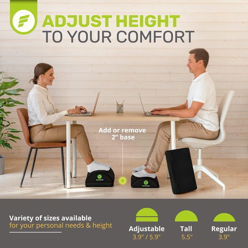 ErgoFoam Adjustable Foot Rest (Rounded, Mesh, Black) and Lumbar Support Pillow Bundle
