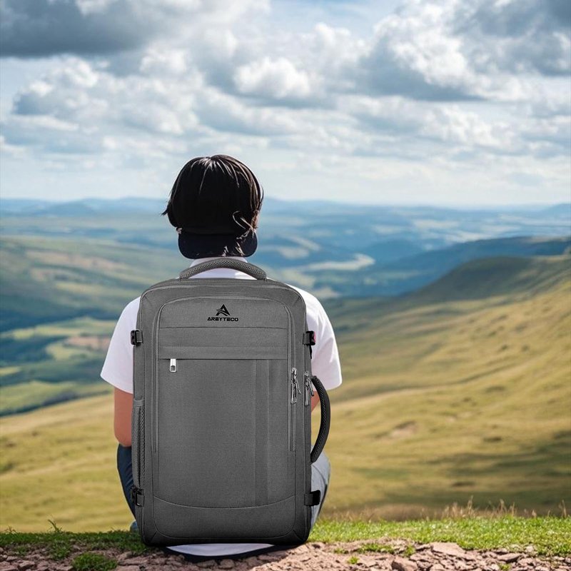 Carry On Backpack, 50L Extra Travel Laptop Backpack for Men Women, Big Bag Business Travel Essentials Gifts for men Flight Approved, 17 Inch Laptop Backpack Computer Bag Gifts for Him Men, Grey