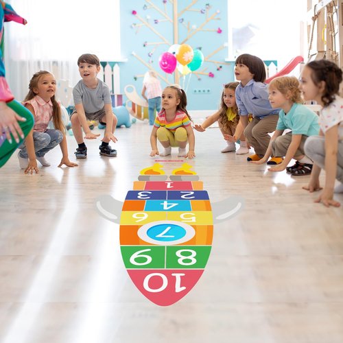vanco-up Hopscotch Floor Stickers Numbers Game Rocket Pathway Floor Sticker Peel and Stick Floors Hopscotch Decals for Classroom Kids Girl Boy Nursery Playroom