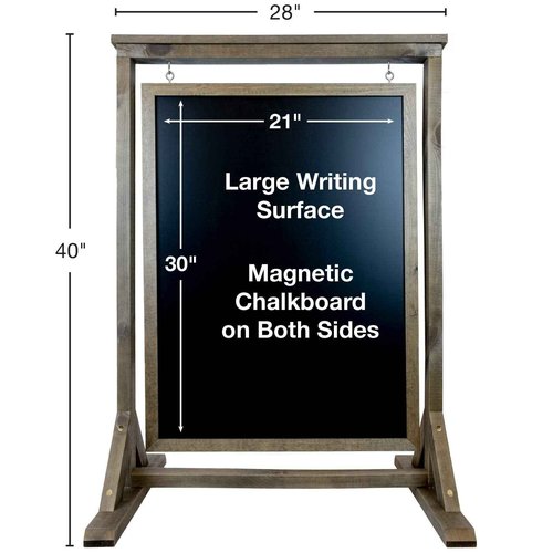 Rustic Handcrafted Chalkboard Sign: Uniquely Designed Wooden Sidewalk Sign Message Board with Double Sided Display. Alternative to A-Frame & Sandwich Board Signs. Use Chalk or Liquid Chalk Markers.