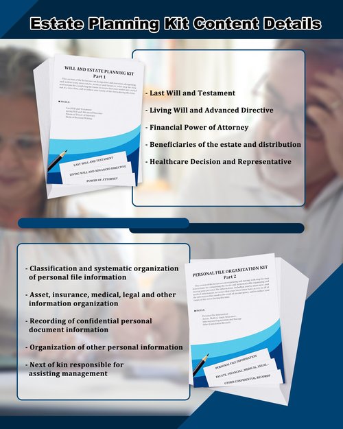 2-in-1 Estate Kit, Include Estate Planning Kit and Personal File Organization Kit, With Detailed Instruction, Planning Living Wills, Estate POA, and Organization of Important Personal Information