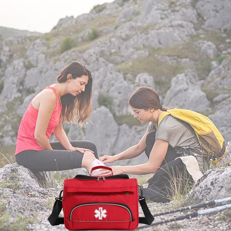 BNYYUG Empty Red First Responder Bag On Call Trauma Bag EMT First Aid Carrier for Paramedics and Emergency Medical Supplies Kit (Red)