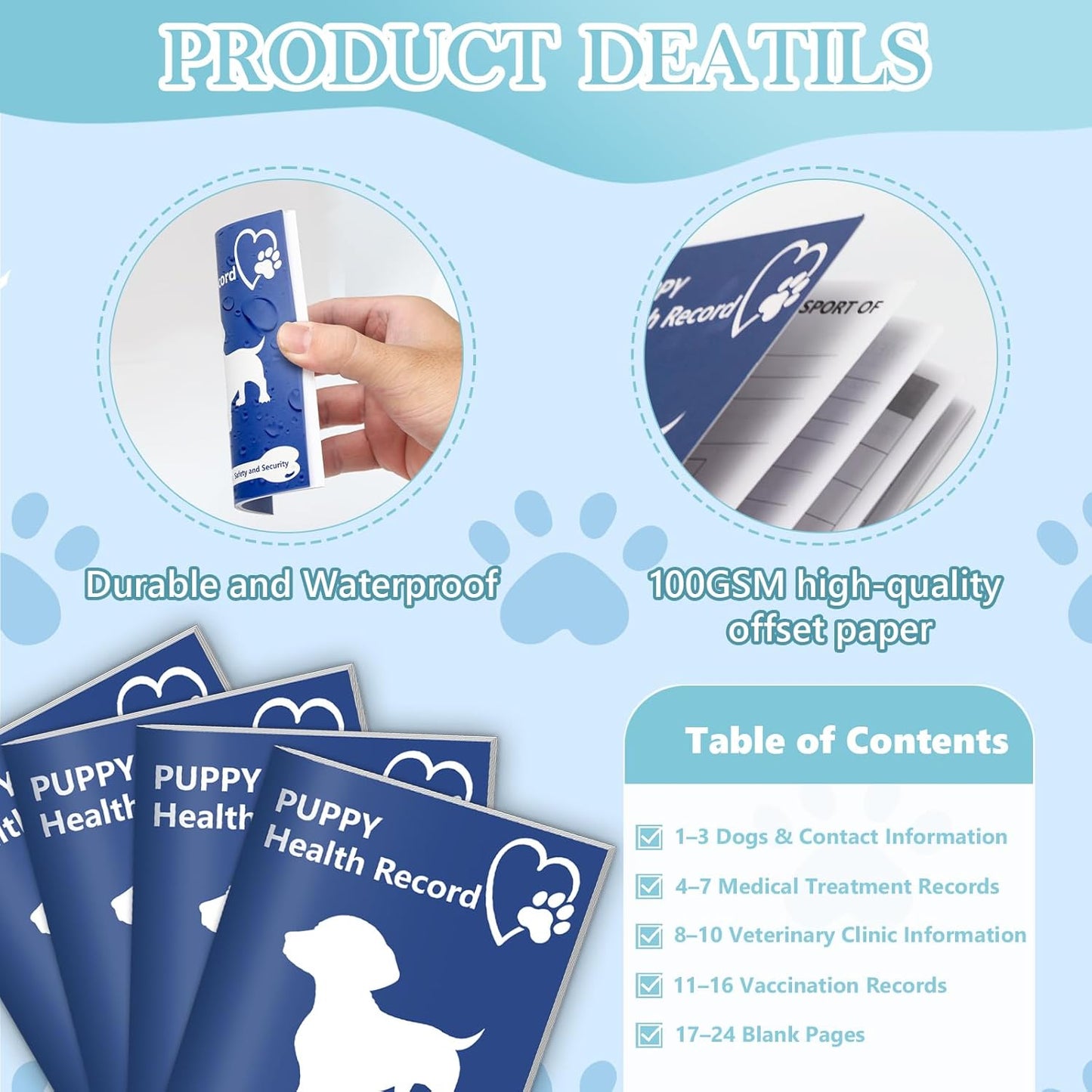 1 Pack Puppy Shot Record Booklets 12 Sheets Per Pack Dog Vaccination Record Book Dog Health Records 5*3.5inch Dog Information Record Notebook dog medical and vaccine book for Pet Lovers Doggy Medical