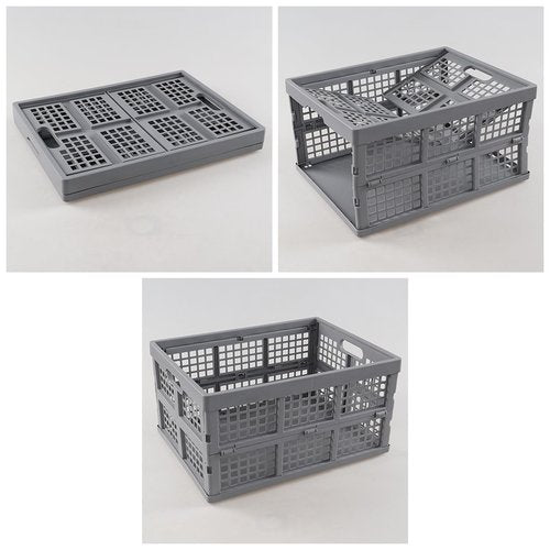 Bblina 32 L Collapsible Plastic Crate, 3-pack Foldable Storage Bin Baskets