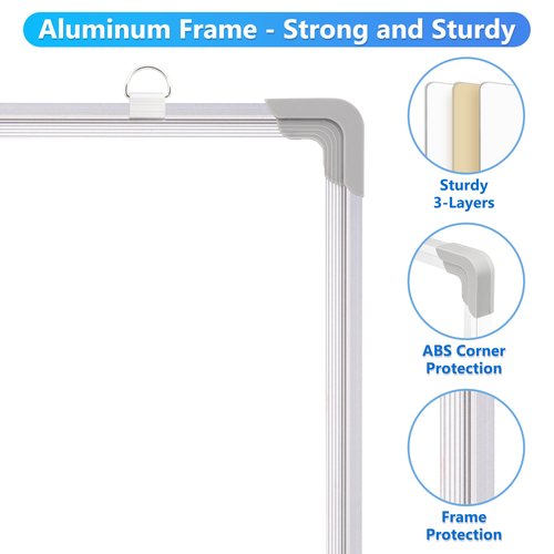 AMUSIGHT Double-Sided White Board, 16" x 12" Dry Erase Board Small Whiteboard for Wall Magnetic Hanging White Board Dry Erase for College Dorm Room, School, Home, Office