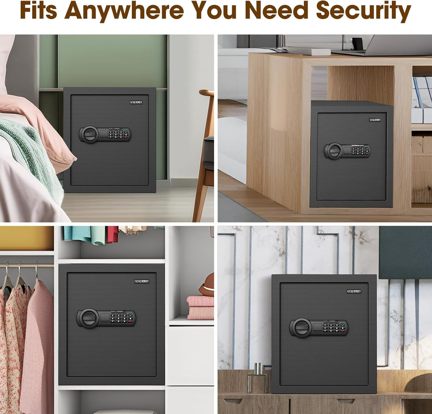 <1.6 cu.ft.>Goldenkey Digital Safe with Electronic Keypad, Document Safe with Removable Shelf, Personal Safes Box Perfect for Guns, Laptop for Home, Office, Hotel, 11.81"D x 14.96"W x 11.81"H