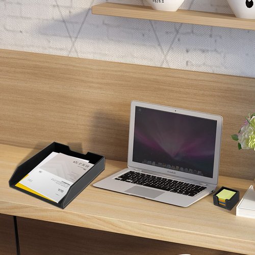 XNONE Office Supplies PU Leather 6-Piece Set Desk Organizer,Include Writing Pad,Letter Tray,file folder Sorter/Magazine Holder,Pen Cup,Note Holder,Business Card Holder,Man/Woman Office Gift,Black