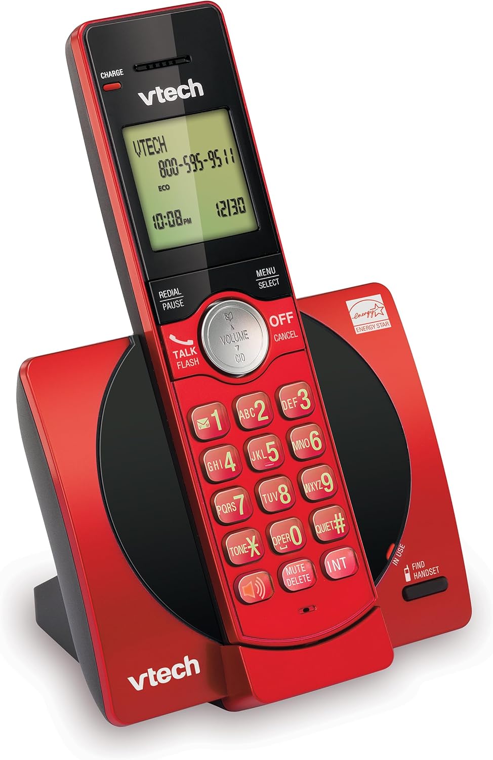 VTech CS6919-16 Cordless Phone - DECT 6.0, Red, Caller ID, Backlit Keypad & Full Duplex Speakerphone