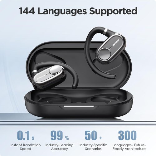 Translation Earbuds Real Time, 144-Language Translator Earbuds for Android/iPhone with APP, audifonos traductores inglés español for Business Travel (Black)
