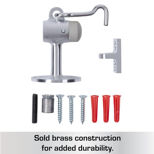 BRINKS Commercial - 6-Pack Floor Door Stop with Holder, Satin Chrome Finish - Non-Obtrusive Option to Protect Doors and Walls