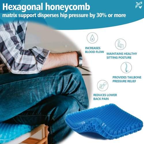 JAEMEYEM Gel Seat Cushion (20"x20"x2") for Long Sitting, Super Large Gel Cushions for Elderly Pressure Relief, Office/Desk Chair, Wheelchair, Car & Airplane Seat, Couch, Stadium Cushion Pads