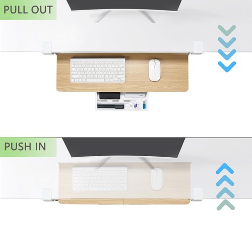 ETHU Keyboard Tray Under Desk, 26.77" X 11.81" Large Size Keyboard Tray with C Clamp-on Mount Easy to Install, Computer Keyboard Stand, Ergonomic Keyboard Tray for Home and Office (Oak)