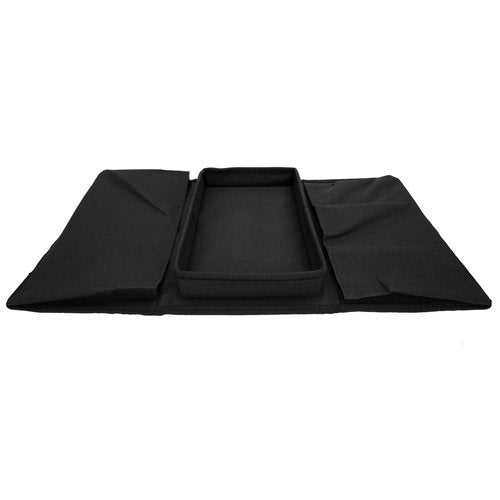 Sofa Armrest Organizer Caddy, 4 Pockets Couch Armchair Caddy TV Remote Control Holder Armchair Couch Bag with Cup Holder Tray for Snacks Glasses Smartphone Magazines(11.8x7.1x7.1in-black)