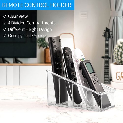 MaxGear (BUNDLE OF 2 SETS) Remote Control Holder Desk Organizer, Wood & PET, 2 Sets