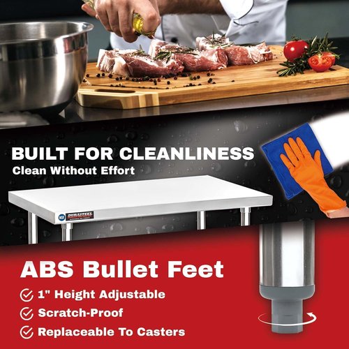 DuraSteel 30x36 Stainless Steel Work Table - NSF Commercial Prep Table with Under Shelf | Versatile Kitchen & Outdoor Use