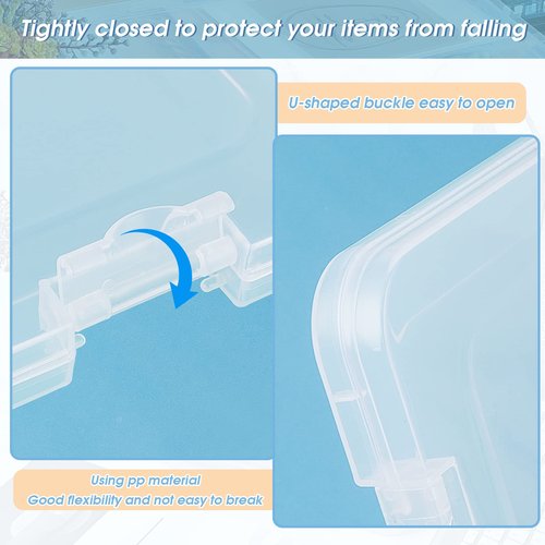 Gueevin 8 Pcs Clear A4 File Portable Paper Project Case, Storage Container, Plastic Flat Box Buckle, Document Letter Storage Box with Handle, 12.2 x 9.06 x 0.79 in for Board Game Magazine Scrapbook