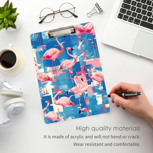 Pink Flamingo mini clipboard Cute Hard Board for Soccer Truck Driver Size 9 x 12