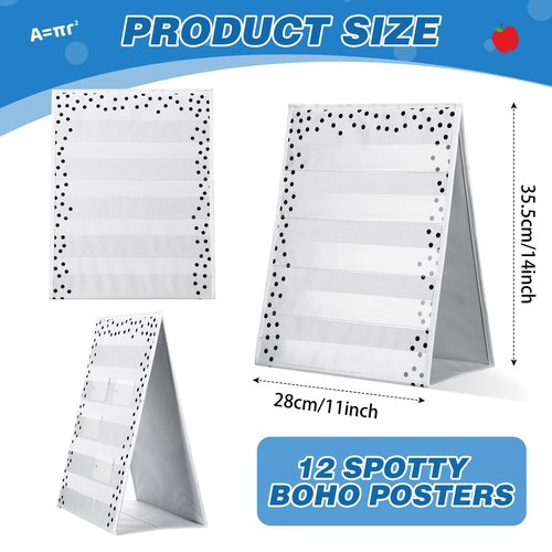 Epakh Polka Dots Tabletop Pocket Chart for Classroom 17 x 13 in Desktop Stand Pocket Chart Double Sided and Self-Standing for Teacher Aids in Teaching