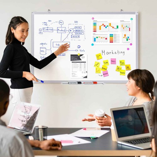 TRIPOLLO White Board Dry Erase 36 x 24 inches, Magnetic Dry Erase Board Whiteboard for Wall, Aluminum Frame Hanging Whiteboard Marker Board Writing Board (36 x 24 inch Silver)