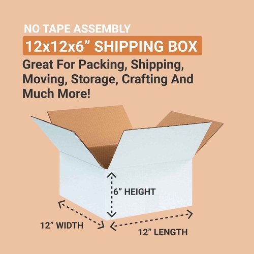 AVIDITI Shipping Boxes Small 12"L x 12"W x 6"H, 25-Pack | Corrugated Cardboard Box for Packing, Moving and Storage