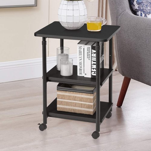Tangkula 3-Tier Adjustable Printer Stand, Rolling Printer Cart with 2 Storage Shelves, Mobile Machine Stand Storage Rack for Home Office