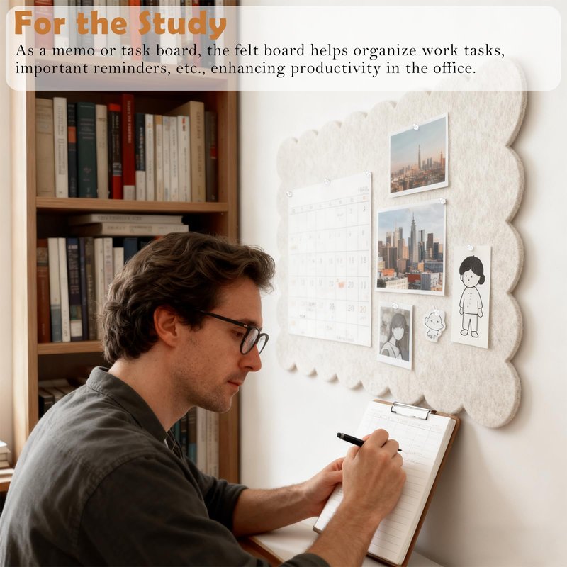 Felt Bulletin Board 36"×24" Large Pin Cork Boards for Walls Decor(with 30 Pcs Push Pins) Picture Photo Wall Display Notice Vision Board Office Supplies Accessories Kitchen,Classroom,Home,Room Decor