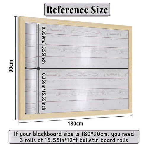 White Wood Bulletin Board Roll Reusable Waterproof Erasable Bulletin Board Fade Resistant Wrinkle Resistant Poster Non-Woven Fabric Bulletin Board Roll for Classroom Decor Wrap Crafts 15.55" x12ft