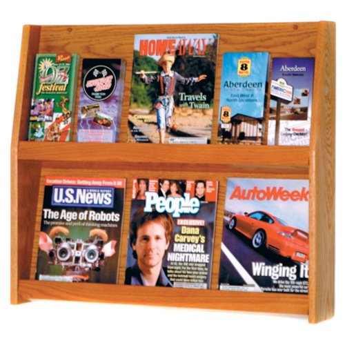 Wooden Mallet Slope 12-Pocket Literature Display, Medium Oak