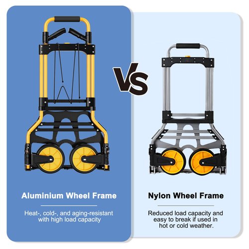 350 LB Capacity Upgraded Folding Hand Truck Dolly,Portable Dolly Cart with Telescoping Handle,Rubber Wheels and Aluminum Wheel Frame for Moving,Shopping,Travel,Office Use.