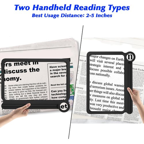 30X 6X Magnifying Glass, Large Handheld Magnifier Glasses for Reading, Magnifier Sheet Provide Full Book Page Viewing Area, Lightweight Magnifiers for Reading Small Prints and Low Vision Seniors