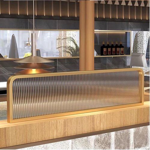 HLHHDFC Countertop Low Fence Divide,Restaurant Decorative Partitions Grille,Dividers for Dining Areas,Office Furniture Partitions,Gold Stainless Steels Frame Tempered Glass Panel(47.24 * 11.8IN)