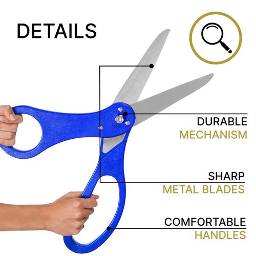 Blue Ribbon Cutting Ceremony Kit — 20 Inch Giant Scissors Prop Blue Large Shears for Cutting Grand Opening Ribbon and Shears for Ceremonies & Special Events