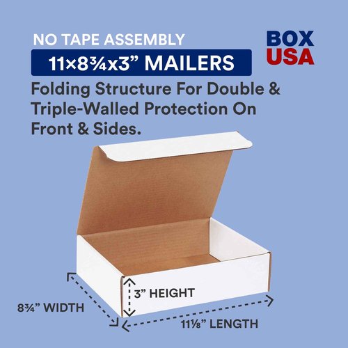 BOX USA Moving Boxes Medium 11.125"L x 8.75"W x 3"H, 50-Pack | Corrugated Cardboard Box for Packing, Shipping and Storage 11 1/8x8 3/4x3