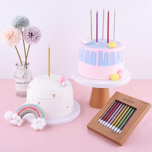 PHD CAKE Gold Metallic Birthday Candles - Long Thin Design for Parties & Weddings | Elegant Cake Decor