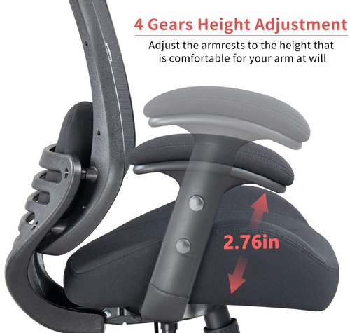 LONGBOSS Drafting Chair Mesh Computer Tall Office Chair, Standing Desk Stool with Lumbar Support Pillow, Height Adjustable Armrest and Adjustable Foot Ring (LBS-2810D, Black)