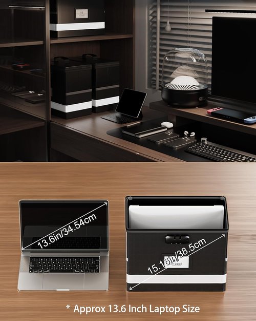 Oterri Fireproof Document Box - Portable File Safe with Lock | Waterproof & Collapsible, Black