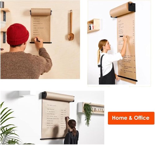 GWIKYNCW 12/24/36/48 Inch Wide Kraft Paper Roll with Dispenser, Hanging Butcher Paper Roll Dispenser and Cutter (White 48inch/120cm Wide)