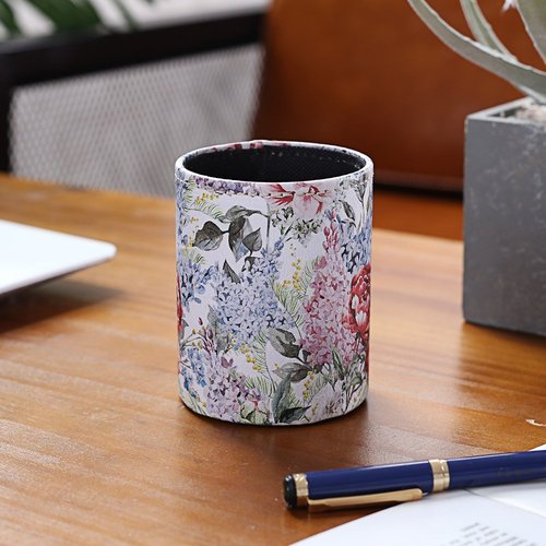 LINKWELL Summer Flower Blossom Design PU Leather Pencil Pen Holder Desk Organizer PH40