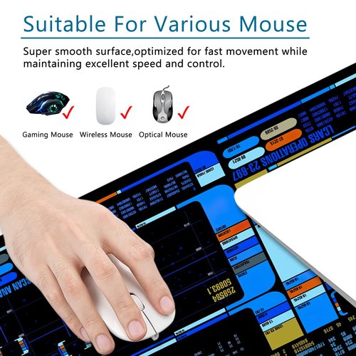 Spacecraft Dashboard Gaming Mouse Pad Large Mouse Pad Office Desk Accessories XL Desk Mat 31.5x11.8x0.12 inch Blue Large Desk Pad Keyboard Pad (Console)