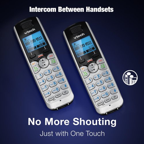 VTech Accessory Handset for DS6151 Series with 2-Line Cordless Phone, Suitable for Small Business or Home, Answering System, Expandable up to 12 Handsets, Intercom, Conference | DS6101 (Black/Silver)