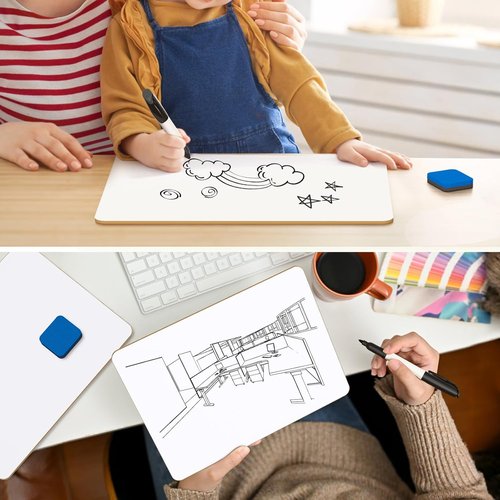 MaxGear Mini Whiteboard Set - 24 Pack Double-Sided Dry Erase Boards, 9''x12'' with Markers & Erasers