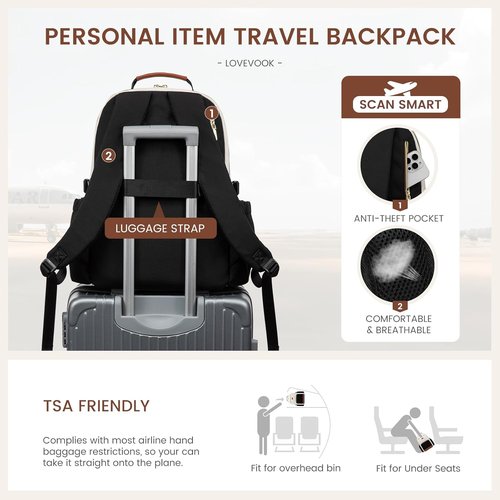 LOVEVOOK Laptop Backpack - Waterproof 15.6 Inch Bag with Pouch Pocket for Women | Violet