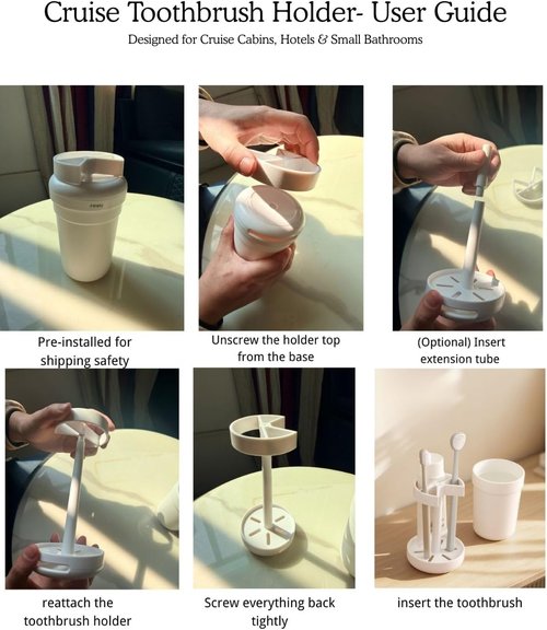 Cruise Toothbrush Holder - Portable Bathroom Organizer for Electric & Manual Brushes | Ideal for Travel & Hotels